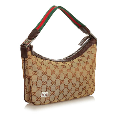 Gucci GG Canvas Web Baguette (SHG-25136)