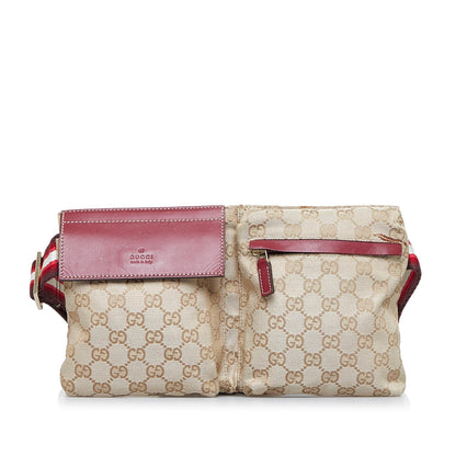 Gucci GG Canvas Web Double Pocket Belt Bag (SHG-AZ2VIh)
