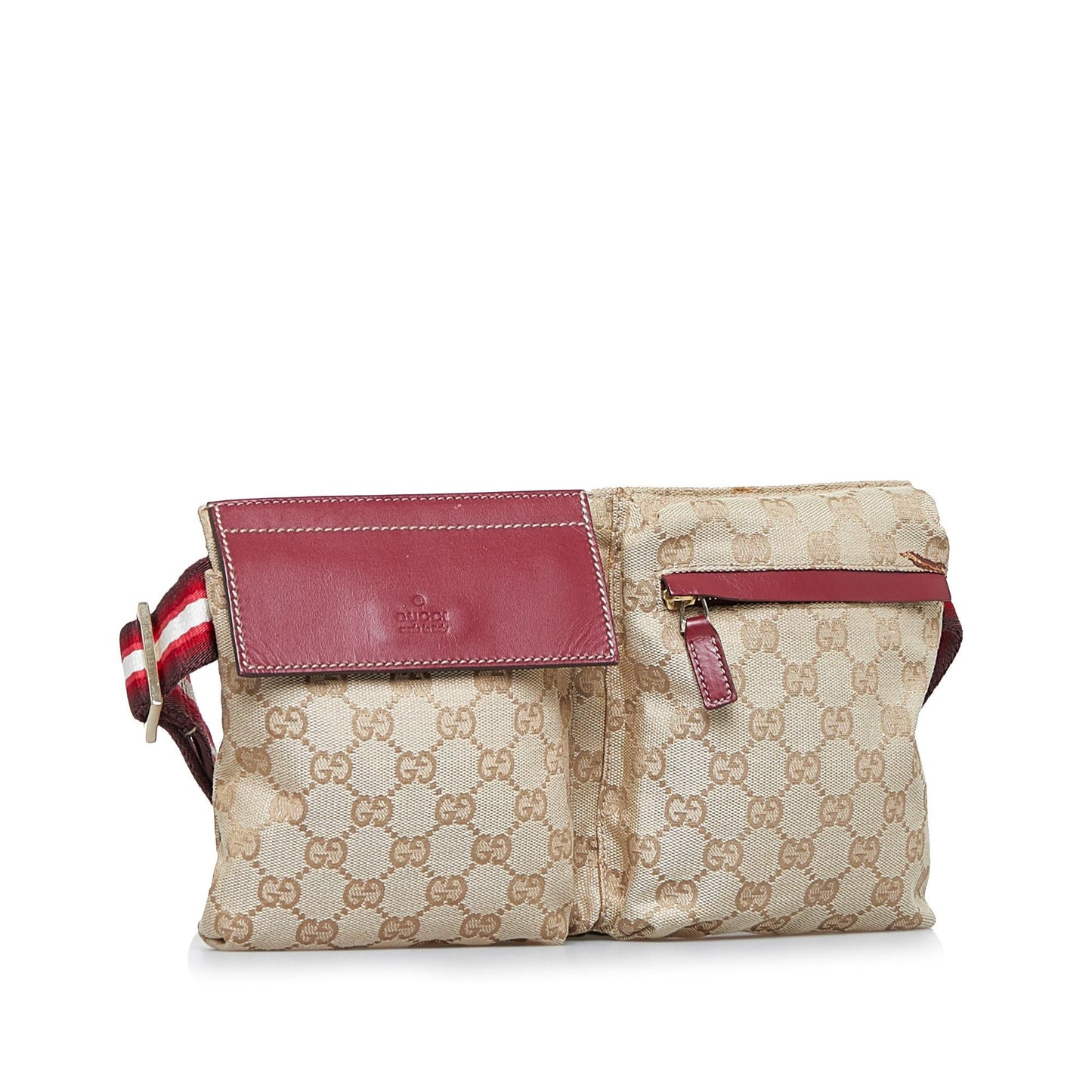 Gucci GG Canvas Web Double Pocket Belt Bag (SHG-AZ2VIh)