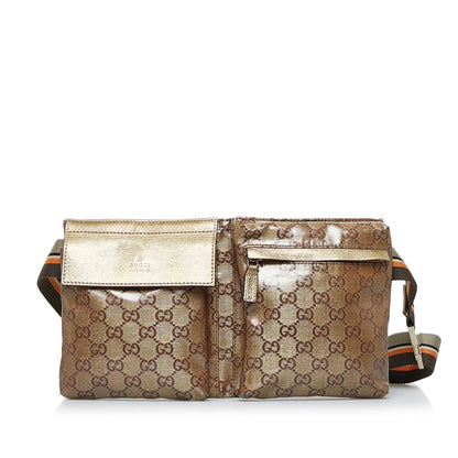 Gucci GG Canvas Web Double Pocket Belt Bag (SHG-YZwuFY)