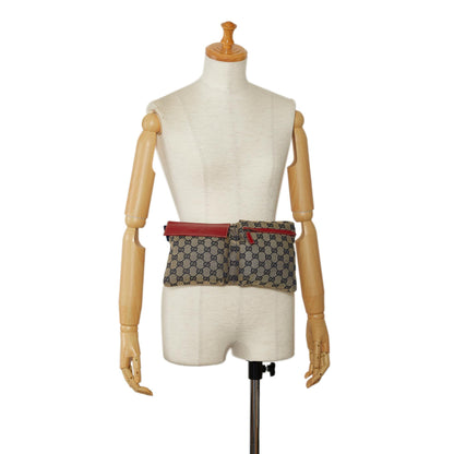 Gucci GG Canvas Web Double Pocket Belt Bag (SHG-u7MA9p)