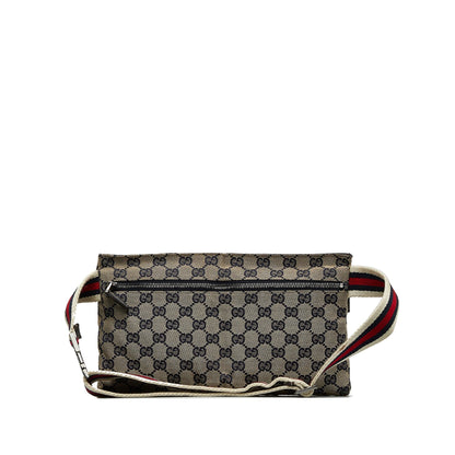 Gucci GG Canvas Web Double Pocket Belt Bag (SHG-VeLchB)