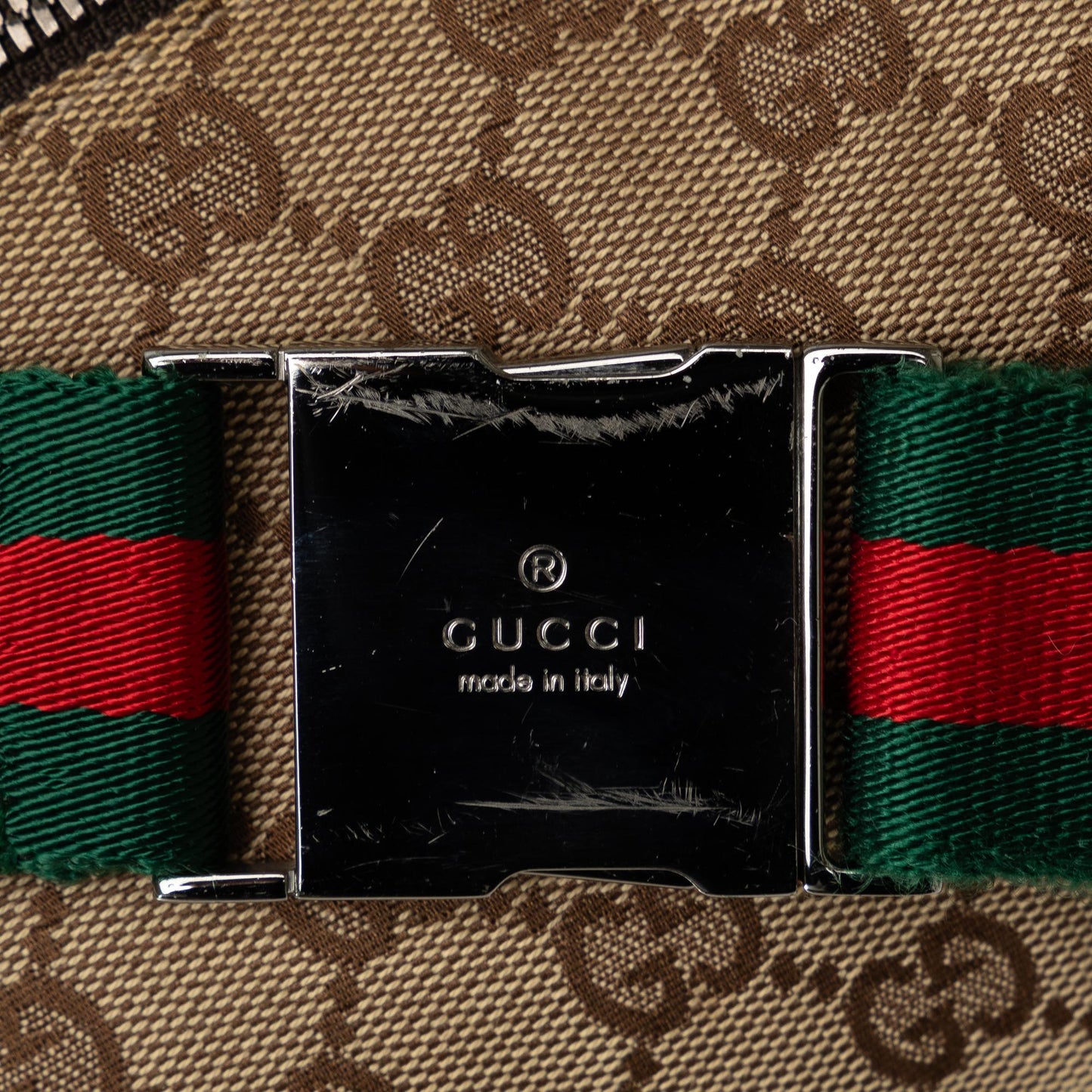 Gucci GG Canvas Web Double Pocket Belt Bag (SHG-MdyEM4)