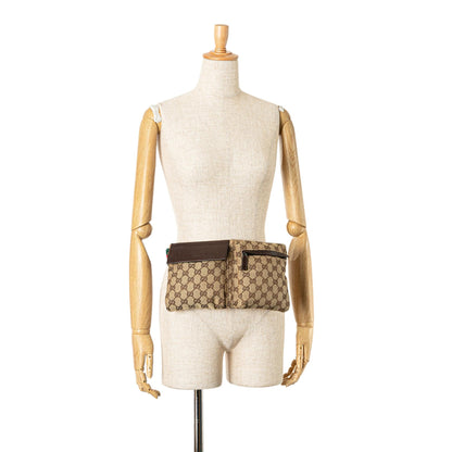 Gucci GG Canvas Web Double Pocket Belt Bag (SHG-pPMGTd)
