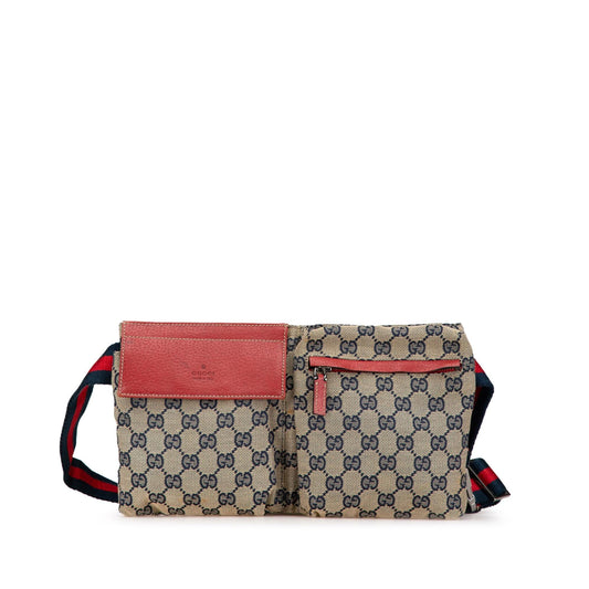 Gucci GG Canvas Web Double Pocket Belt Bag