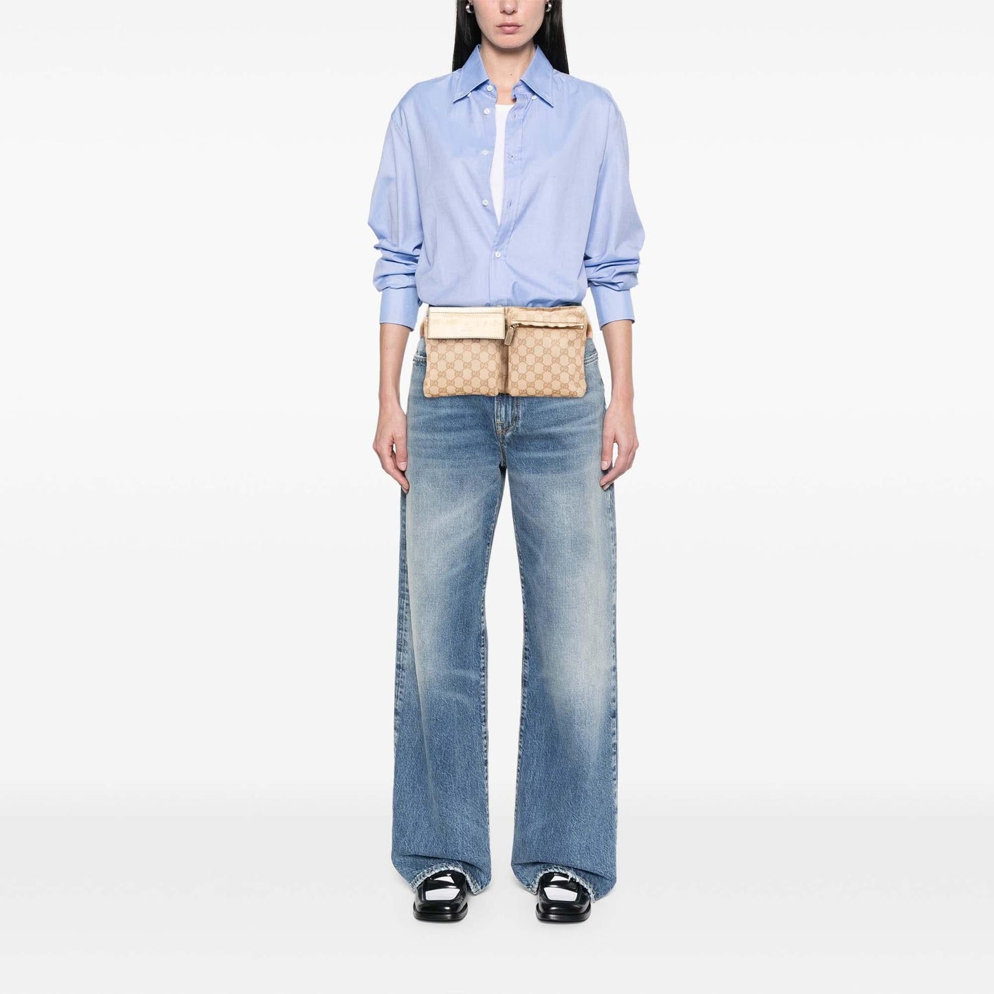 Gucci GG Canvas Web Double Pocket Belt Bag