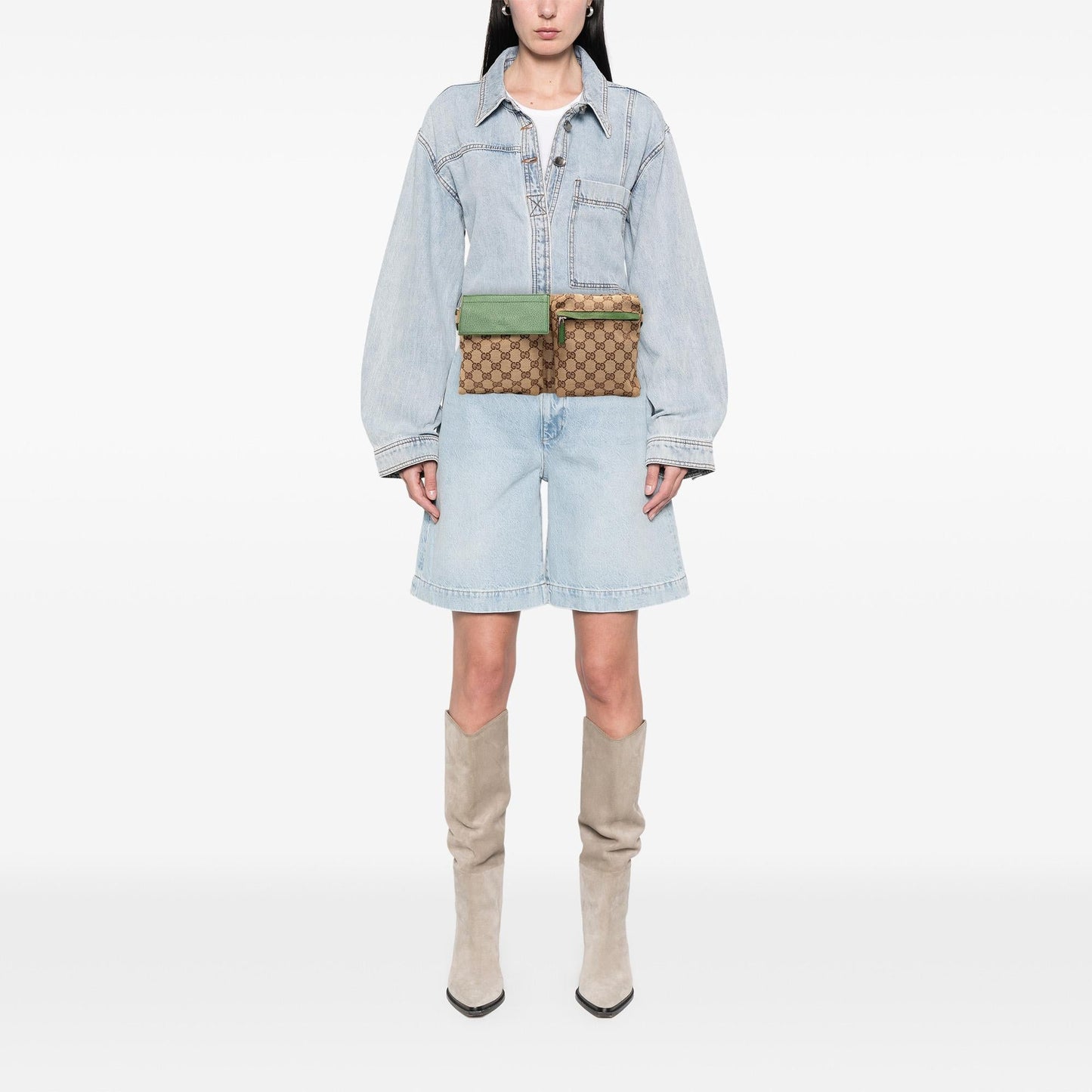 Gucci GG Canvas Web Double Pocket Belt Bag