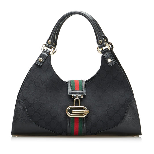 Gucci GG Canvas Web Junco Handbag (SHG-DbmsQf)