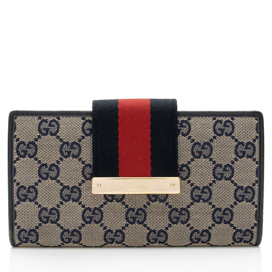 Gucci GG Canvas Web Script Continental Wallet (SHF-nebc6r)