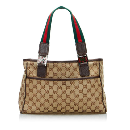 Gucci GG Canvas Web Tote (SHG-auLiHZ)