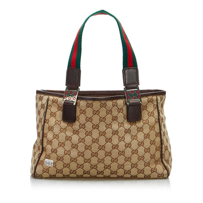 Gucci GG Canvas Web Tote (SHG-auLiHZ)