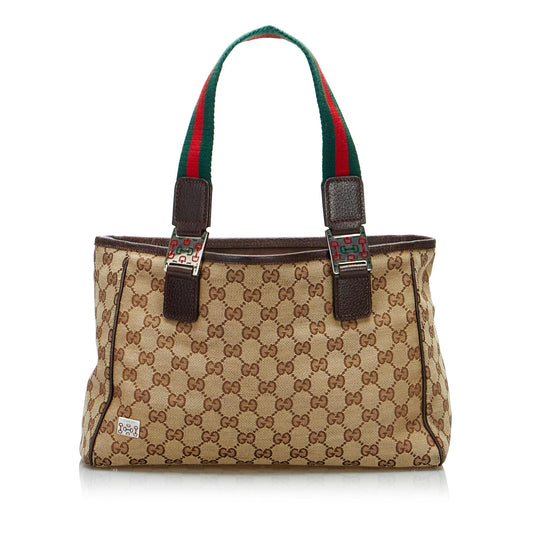 Gucci GG Canvas Web Tote (SHG-auLiHZ)