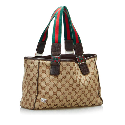 Gucci GG Canvas Web Tote (SHG-auLiHZ)