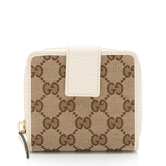 Gucci GG Canvas Zip Around Compact Wallet (SHF-p3f4tY)
