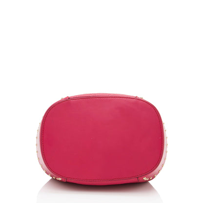 Gucci GG Debossed Diamante Leather Studded Bright Bucket Bag