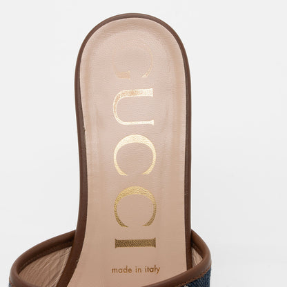 Gucci GG Denim Jolie Slide Sandals - Size 7 / 37 (SHF-VCquA2)