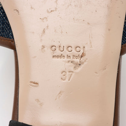 Gucci GG Denim Jolie Slide Sandals - Size 7 / 37 (SHF-VCquA2)