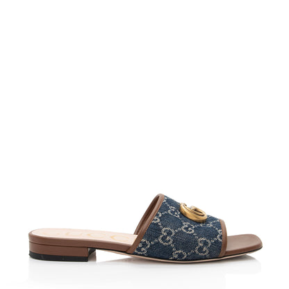 Gucci GG Denim Jolie Slide Sandals - Size 7 / 37 (SHF-VCquA2)