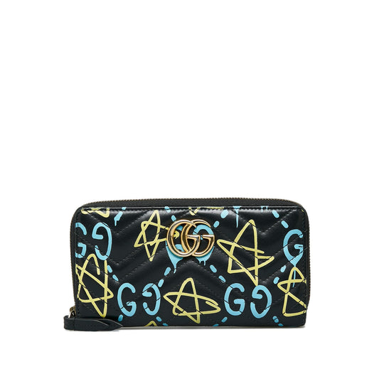 Gucci GG Marmont Ghost Leather Zip Around Wallet (SHG-d6GYxJ)