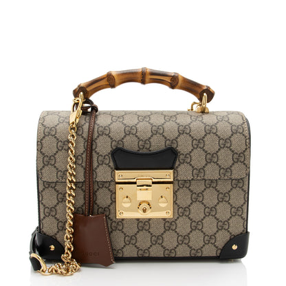 Gucci GG Supreme Bamboo Padlock Top Handle Shoulder Bag (SHF-hs3Epm)
