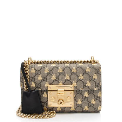 Gucci GG Supreme Bee Padlock Small Shoulder Bag (SHF-3QPOYF)
