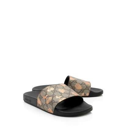 Gucci GG Supreme Berry Slide Sandals - Size 9 / 39