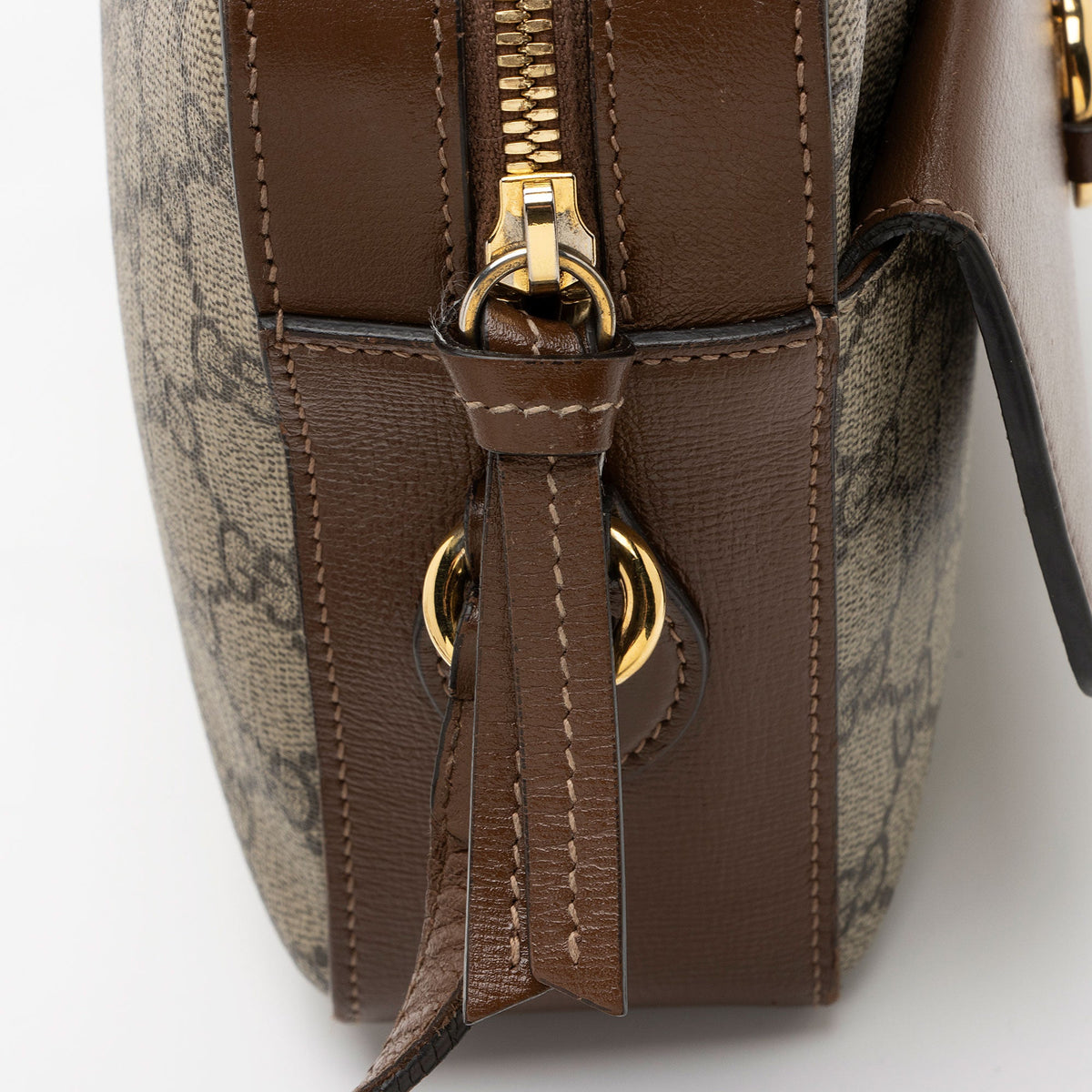 Gucci GG Supreme Calfskin Horsebit 1955 Small Shoulder Bag (SHF-EumYCS)