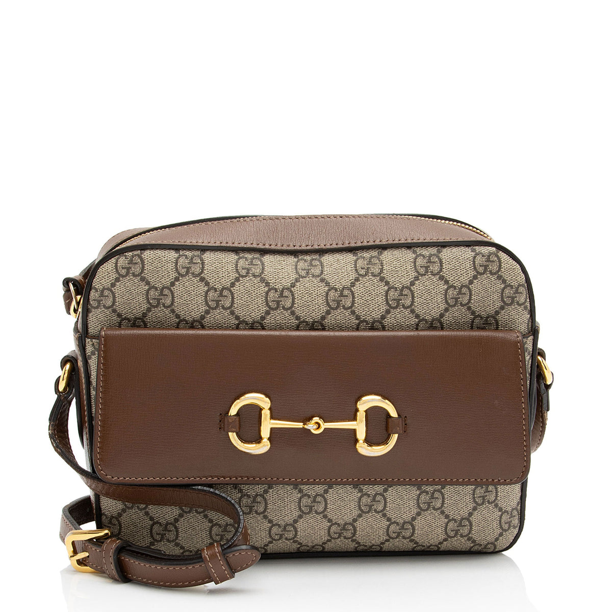 Gucci GG Supreme Calfskin Horsebit 1955 Small Shoulder Bag (SHF-BWc4W6)