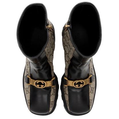 Gucci GG Supreme Calfskin Interlocking G Boots - Size 6 / 36