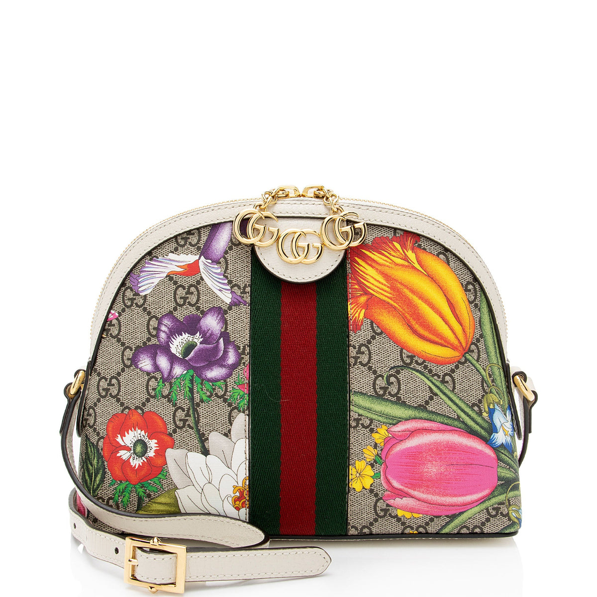 Gucci GG Supreme Flora Ophidia Dome Small Shoulder Bag (SHF-y1K6pl)