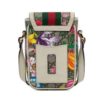 Gucci GG Supreme Flora Ophidia Phone Crossbody Bag (SHG-QjvveC)