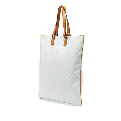 Gucci GG Supreme Heritage Logo Flat Zip Tote