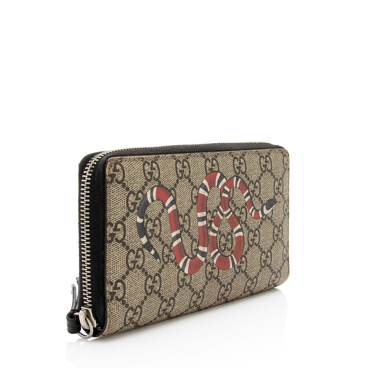 Gucci GG Supreme Kingsnake Zip Around Wallet (SHF-XF9siG)