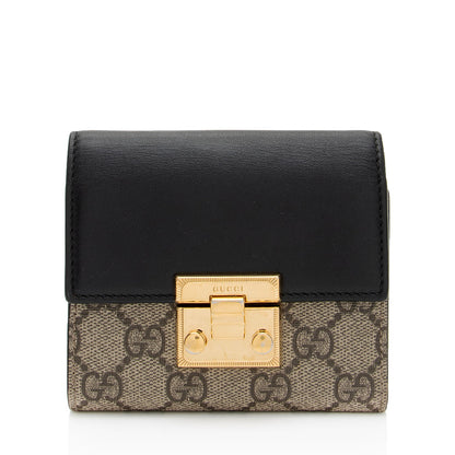 Gucci GG Supreme Leather Padlock Compact Wallet (SHF-hLMamg)