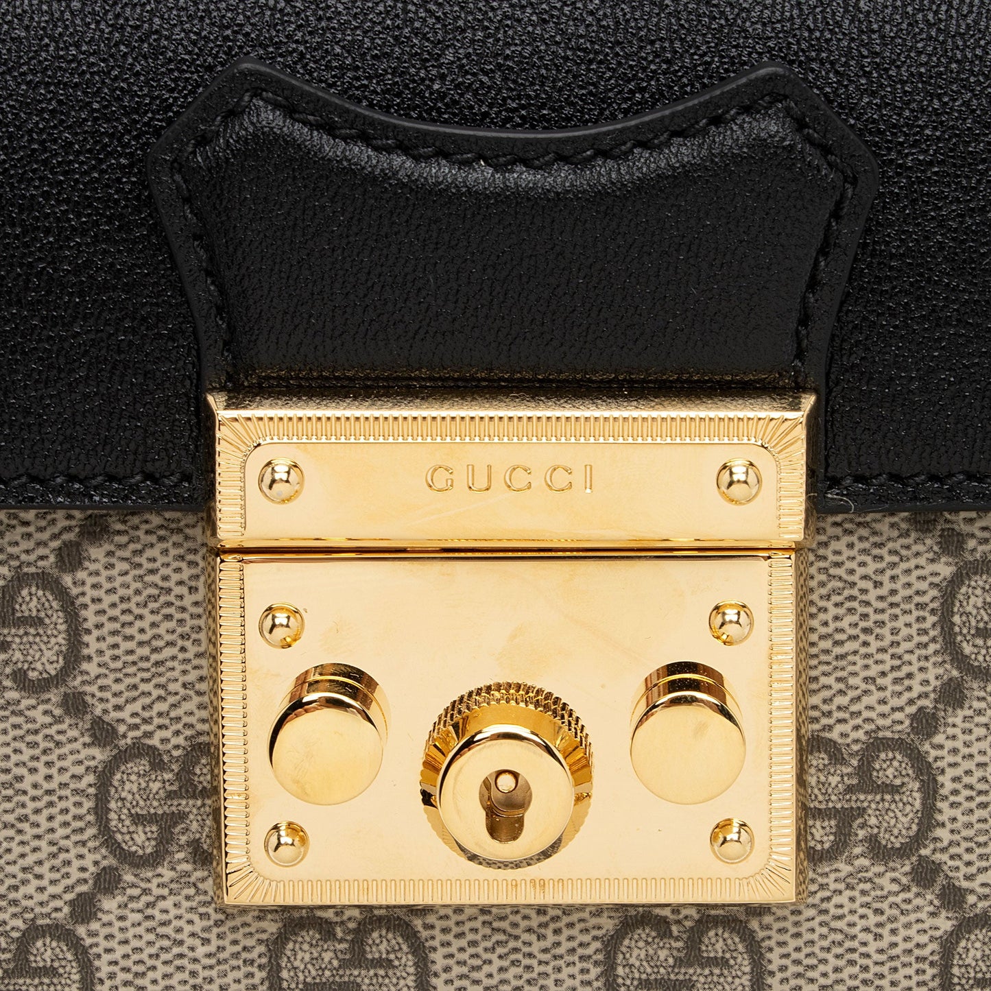 Gucci GG Supreme Leather Padlock Mini Crossbody (SHF-C1X2QZ)
