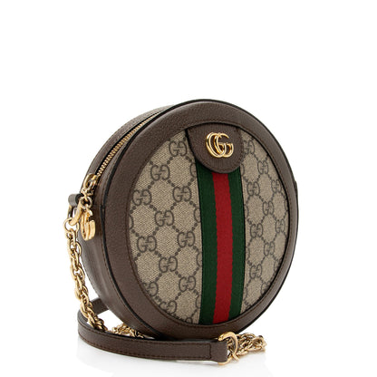 Gucci GG Supreme Ophidia Round Mini Shoulder Bag (SHF-8LEeSa)