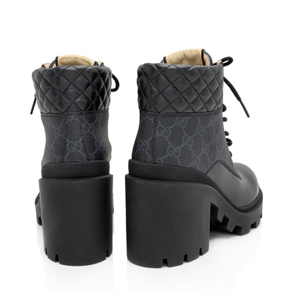 Gucci GG Supreme Quilted Calfskin Combat Boots - Size 9 / 39 (SHF-FX4r8v)