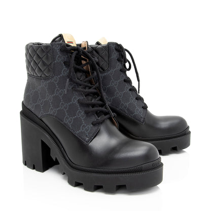 Gucci GG Supreme Quilted Calfskin Combat Boots - Size 9 / 39 (SHF-FX4r8v)