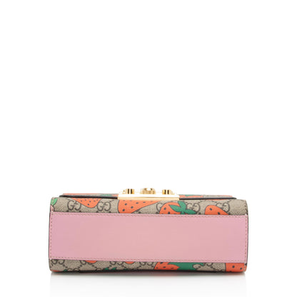 Gucci GG Supreme Strawberry Padlock Small Shoulder Bag