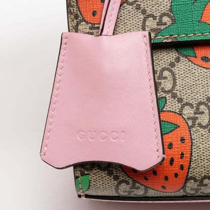 Gucci GG Supreme Strawberry Padlock Small Shoulder Bag