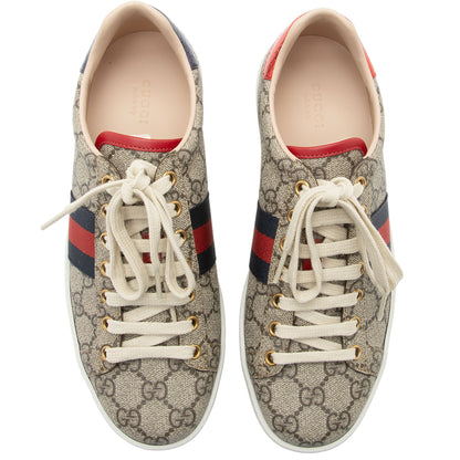 Gucci GG Supreme Web Ace Sneakers - Size 8 / 38 (SHF-XvU2I0)