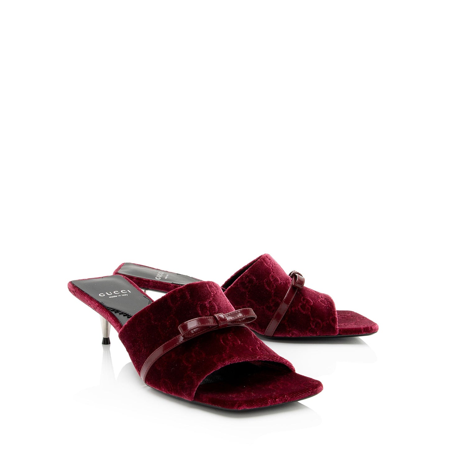 Gucci GG Velvet Bow Slide Sandals - Size 8.5 / 38.5 (SHF-EQf1eQ)