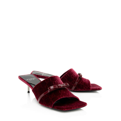 Gucci GG Velvet Bow Slide Sandals - Size 8.5 / 38.5 (SHF-EQf1eQ)