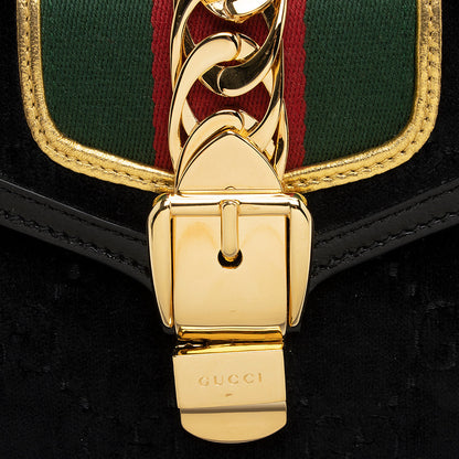 Gucci GG Velvet Sylvie Mini Satchel (SHF-22913)