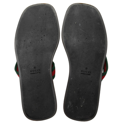 Gucci GG Web Kika Thong Sandals - Size 6 / 36