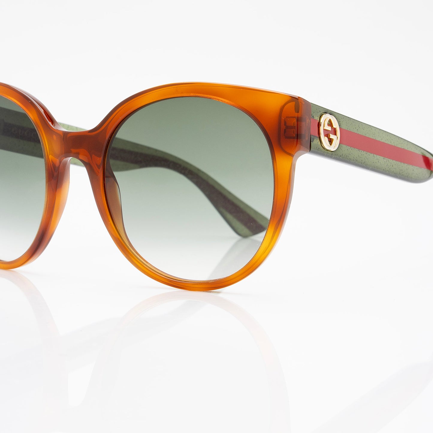 Gucci Glitter Web Interlocking G Round Sunglasses (SHF-mtd3IN)