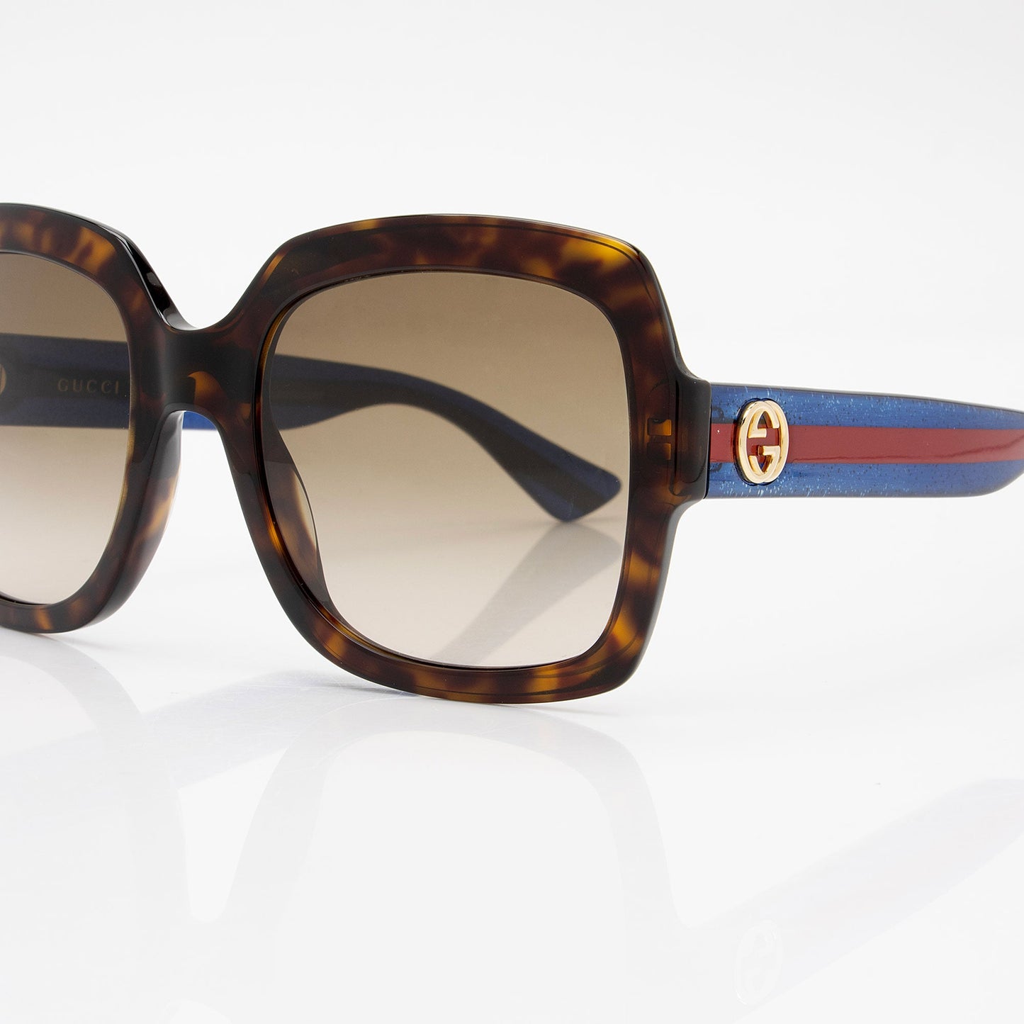 Gucci Glitter Web Interlocking G Square Sunglasses (SHF-CFcnJx)