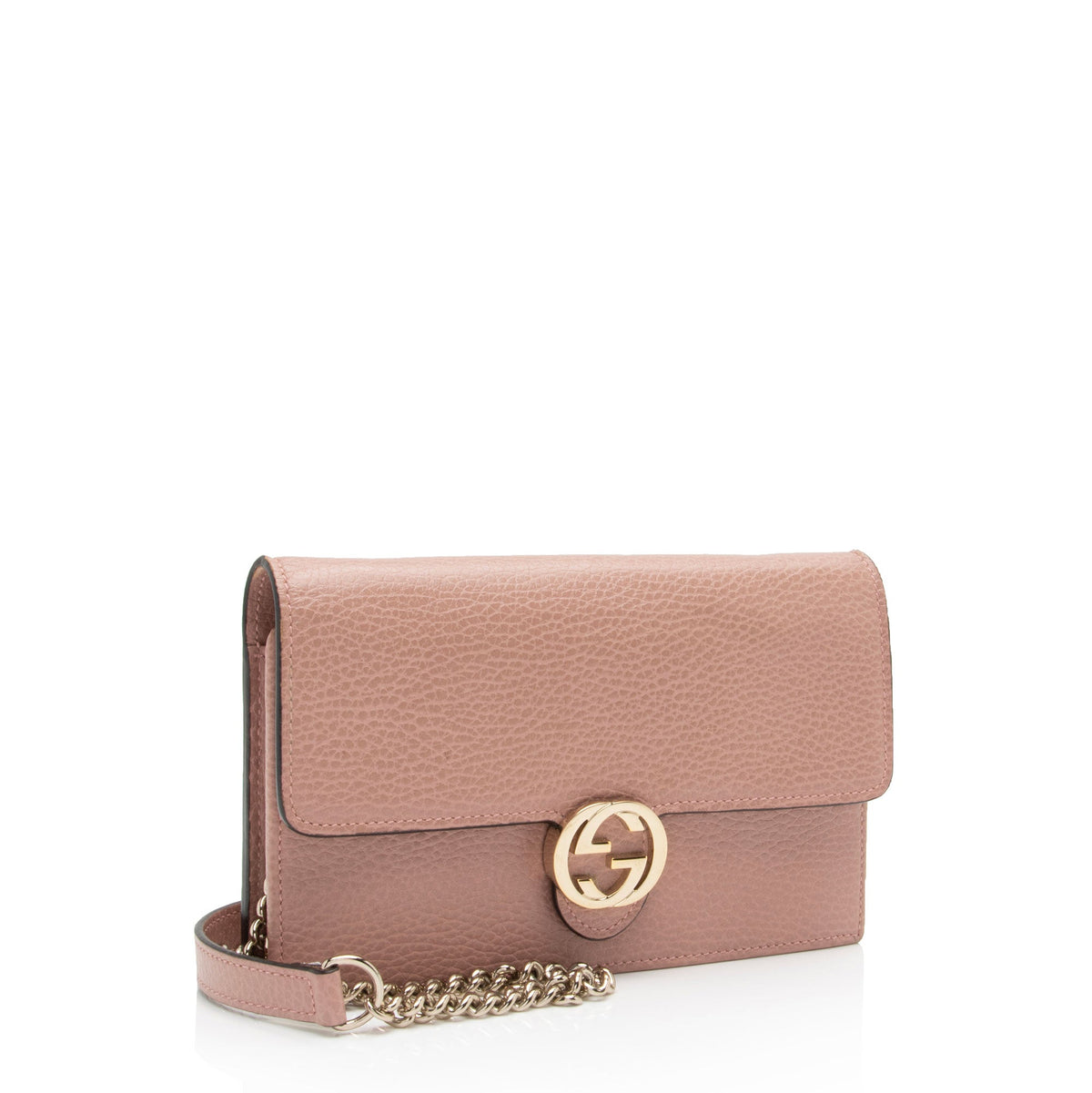 Gucci Leather Interlocking G Chain Wallet (SHF-ynDxvx)