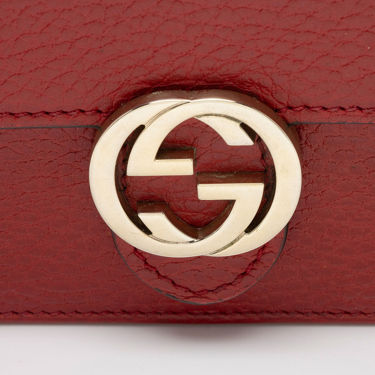 Gucci Grained Calfskin Interlocking G Chain Wallet