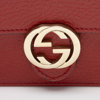 Gucci Grained Calfskin Interlocking G Chain Wallet